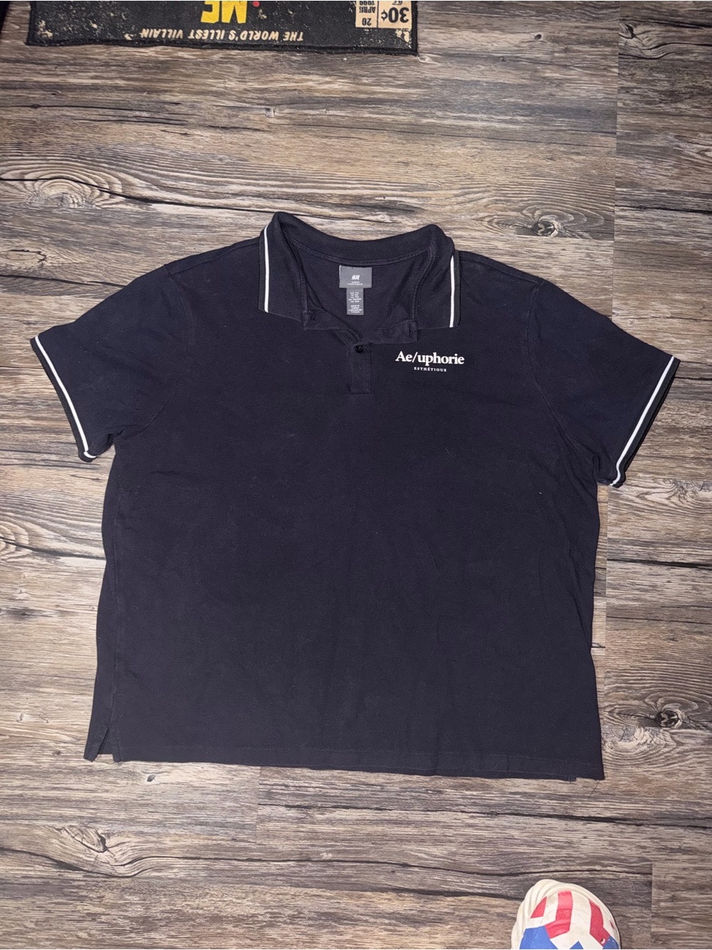 H&M Black Polo with White Trim and Small Chest Logo
